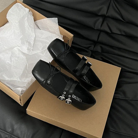 Designer Frühling Damen Mary Jane Schuhe Fashion Square Toe Damen Komfort Weiche Sohle Flats Damen Komfort Ballerinas Schuhe