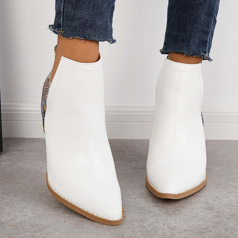 Damen Westernstiefeletten Cowboystiefeletten Cutout Blockabsatz Booties