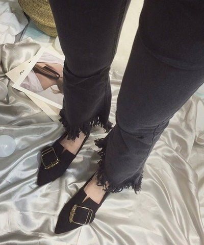 Stilvolle Khaki-Schuhe mit spitzer Zehenpartie und Zirkonia für Plattfüße