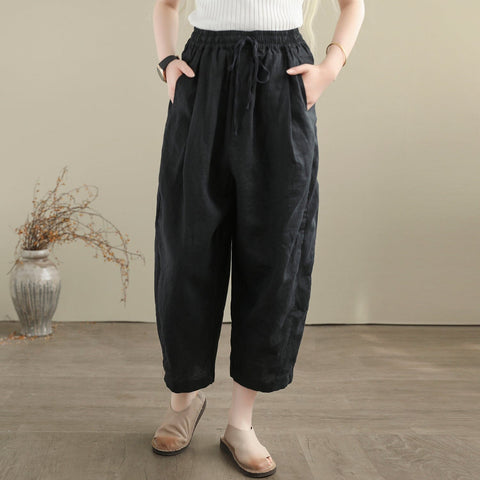 Women Summer Minimalist Loose Linen Pants