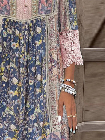 Feminines Boho-Midikleid aus Spitze in voller Größe