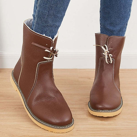 Warm Cotton Lined Snow Ankle Boots Wide Width Flat Booties