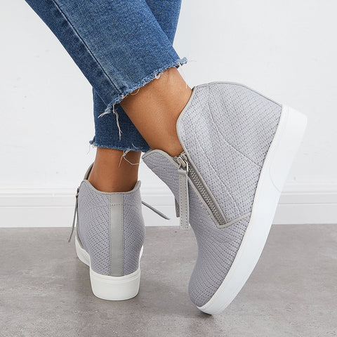 Casual Hidden Wedge Sneakers Platform Wedge Booties