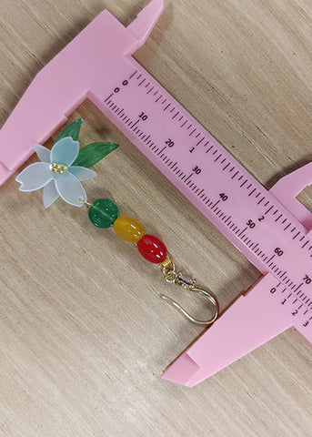 Vintage Lotus Flower Zircon Long Drop Earrings