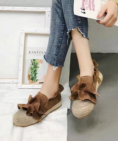 Lässige braune, gerüschte, vielseitige Schuhe für Plattfüße