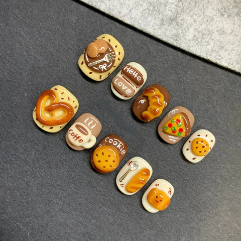 Breakfast ElfCarefully designed pure handmade press-on gel nails