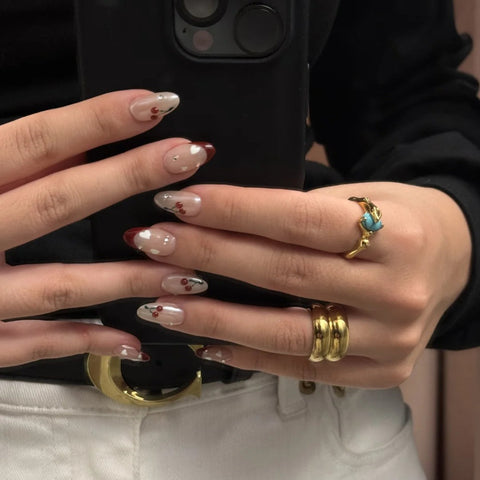 Hot SaleFrench CherriesHandmade Artificial Gel Nail Press-On Nails