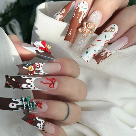 NewChristmas GingerbreadCarefully designed pure handmade press-on gel nails