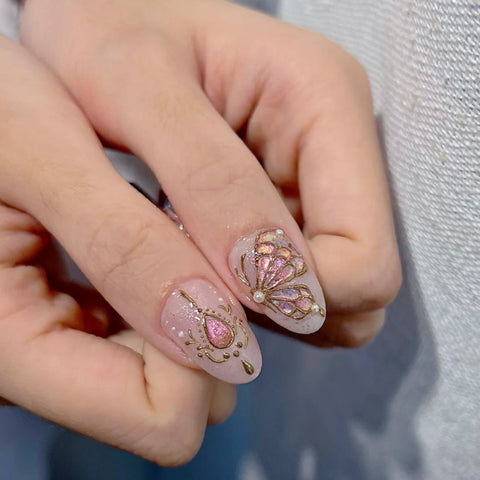 Hot SaleEnamel Butterfly NailsHandmade Artificial Gel Nail Press-On Nails