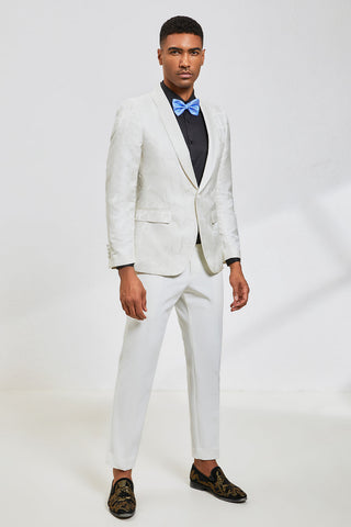 White Jacquard Shawl Lapel 2 Piece Prom Homecoming Suits