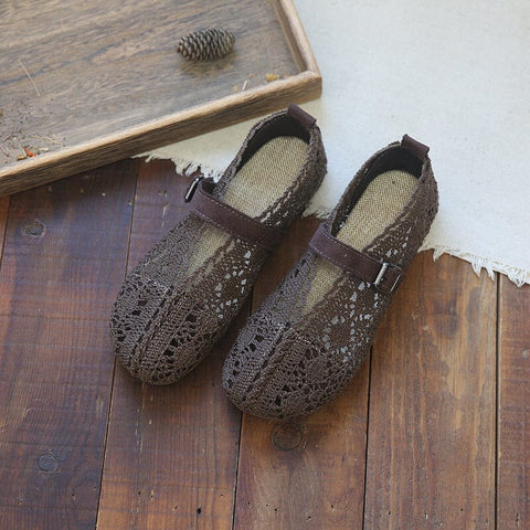 Women Hollow Retro Casual Flat Sandals