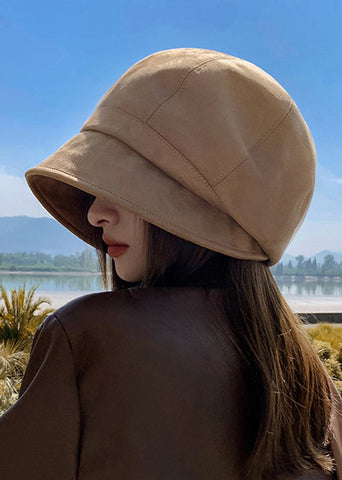 Herbst Winter Französisch Khaki Wildleder Bucket Hat