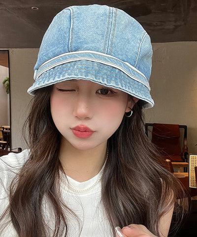 Chic Navy Patchwork Cowboy Beret Hat