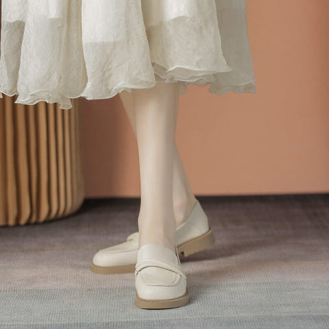 Autumn Soft Solid Leather Casual Flat Loafers