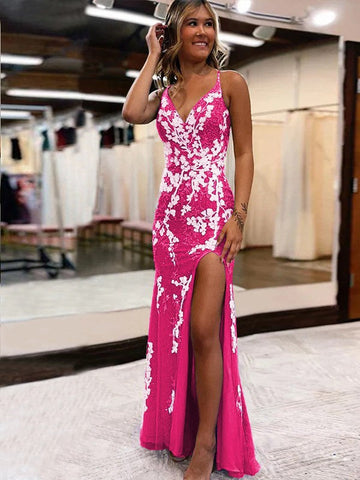 Ainhoa | Glitter Blue Mermaid Lace Long Prom Dress with Slit