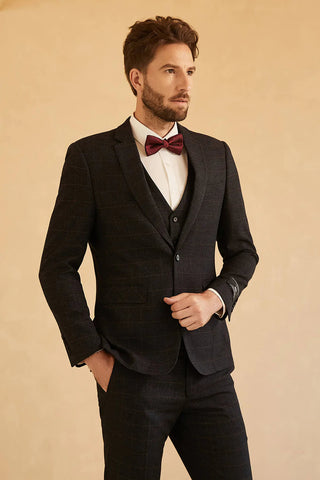 Schwarzer Hochzeitsanzug mit Revers und einem Knopf für Männer