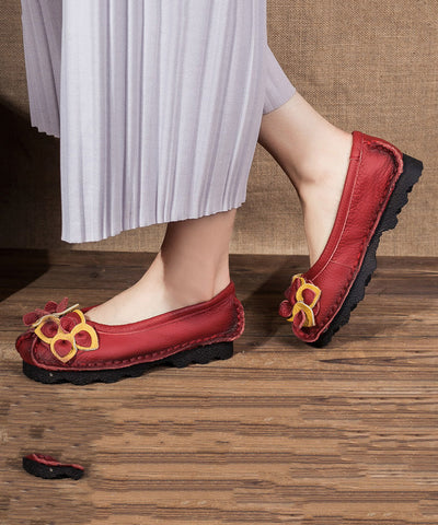 Mulberr Rindsleder Splicing Flower Flache Schuhe für Damen