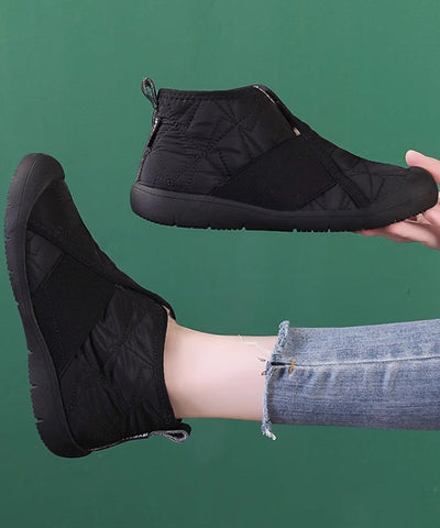 Khakifarbene flache Schuhe mit flauschiger Wollfütterung für Damen