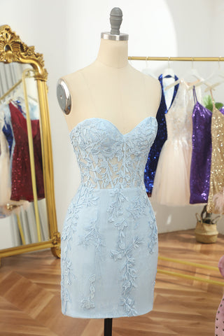 Pink Tight Short Homecoming Dress with Appliques