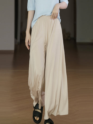 Women Summer Solid Casual Thin Wide-leg Pants