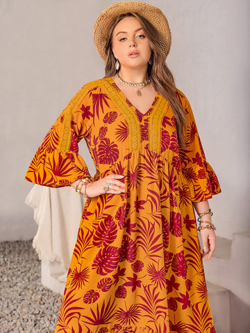 Plus Size Lace Detail Vacation Maxi Dress