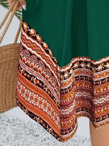 Bedrucktes Camisole-Midikleid mit Rundhalsausschnitt in Übergröße