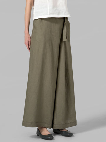 Cotton Linen Wide Leg Long Pants