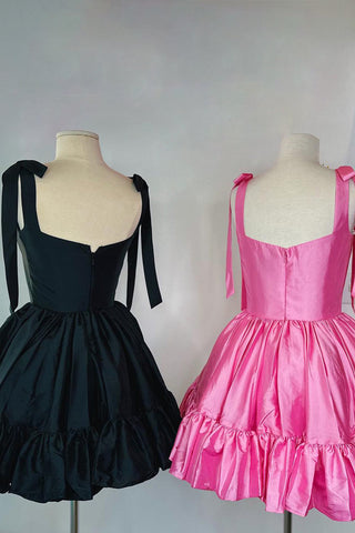 Princess A Line Spaghetti Straps Hot Pink Short Homecoming Dress with Ruched