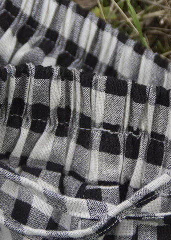 Art Black White Plaid Ruffled Patchwork Tie Waist A Line Skirt Summer