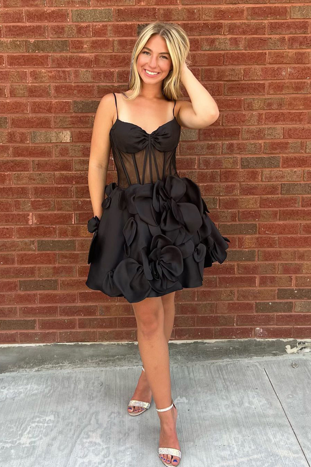 Yellow Strapless A-Line Corset Short Homecoming Dress With 3D Flowers