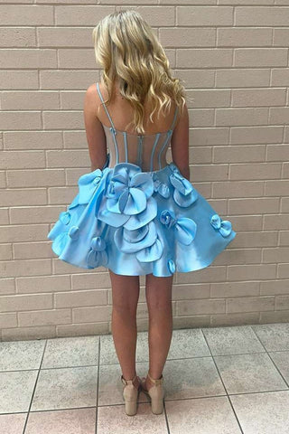 Yellow Strapless A-Line Corset Short Homecoming Dress With 3D Flowers