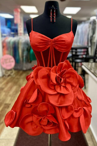Yellow Strapless A-Line Corset Short Homecoming Dress With 3D Flowers
