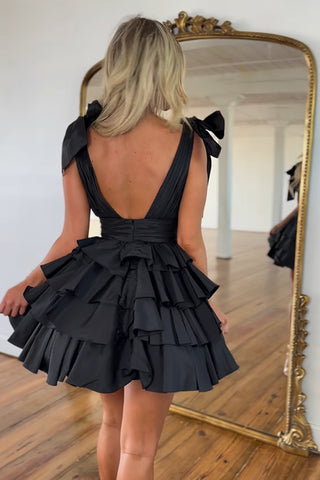 Blue Adustable Straps A-Line Tiered Homecoming Dress with Ruffles