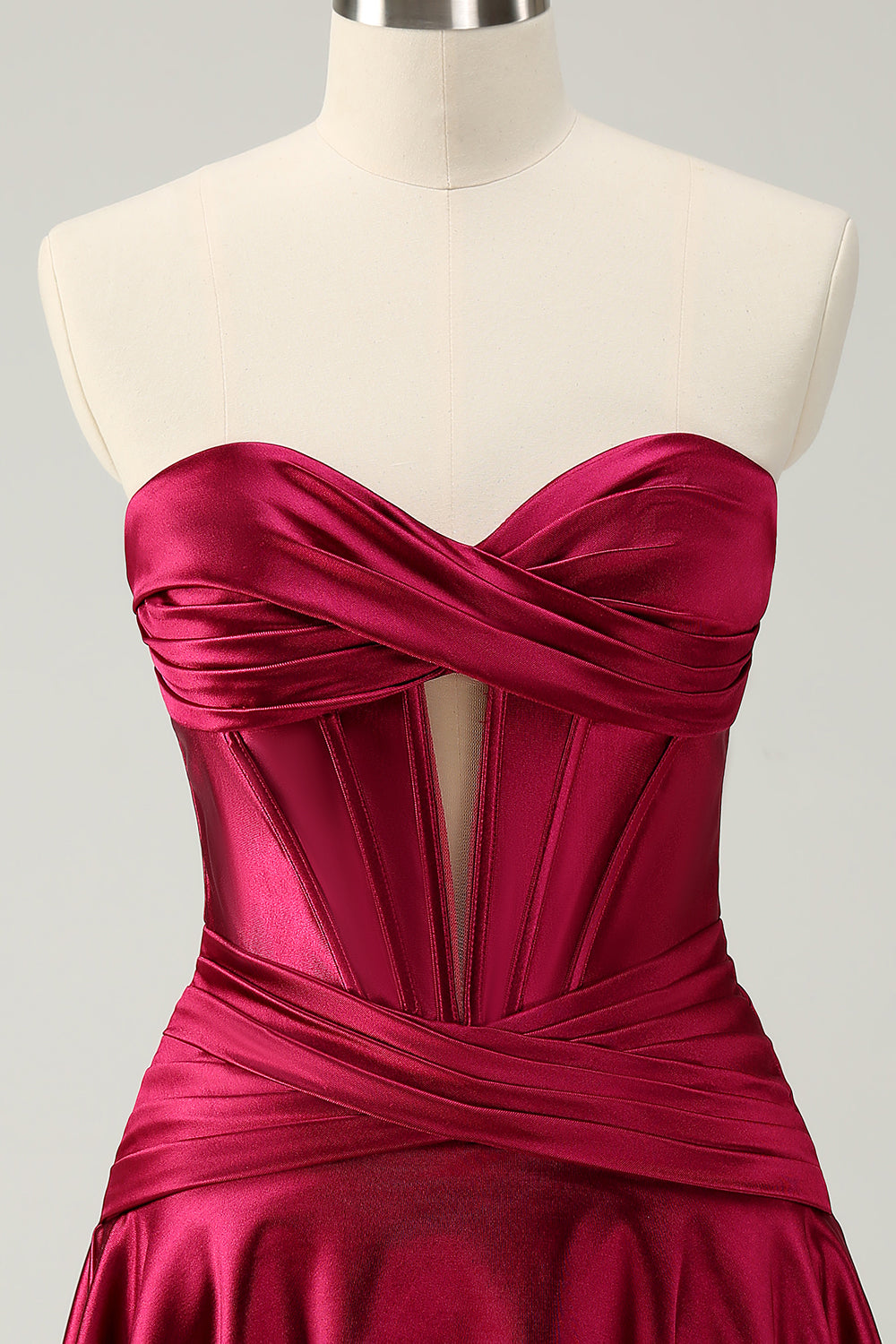 Burgundy Sweetheart A-Line Satin Corset Homecoming Dress