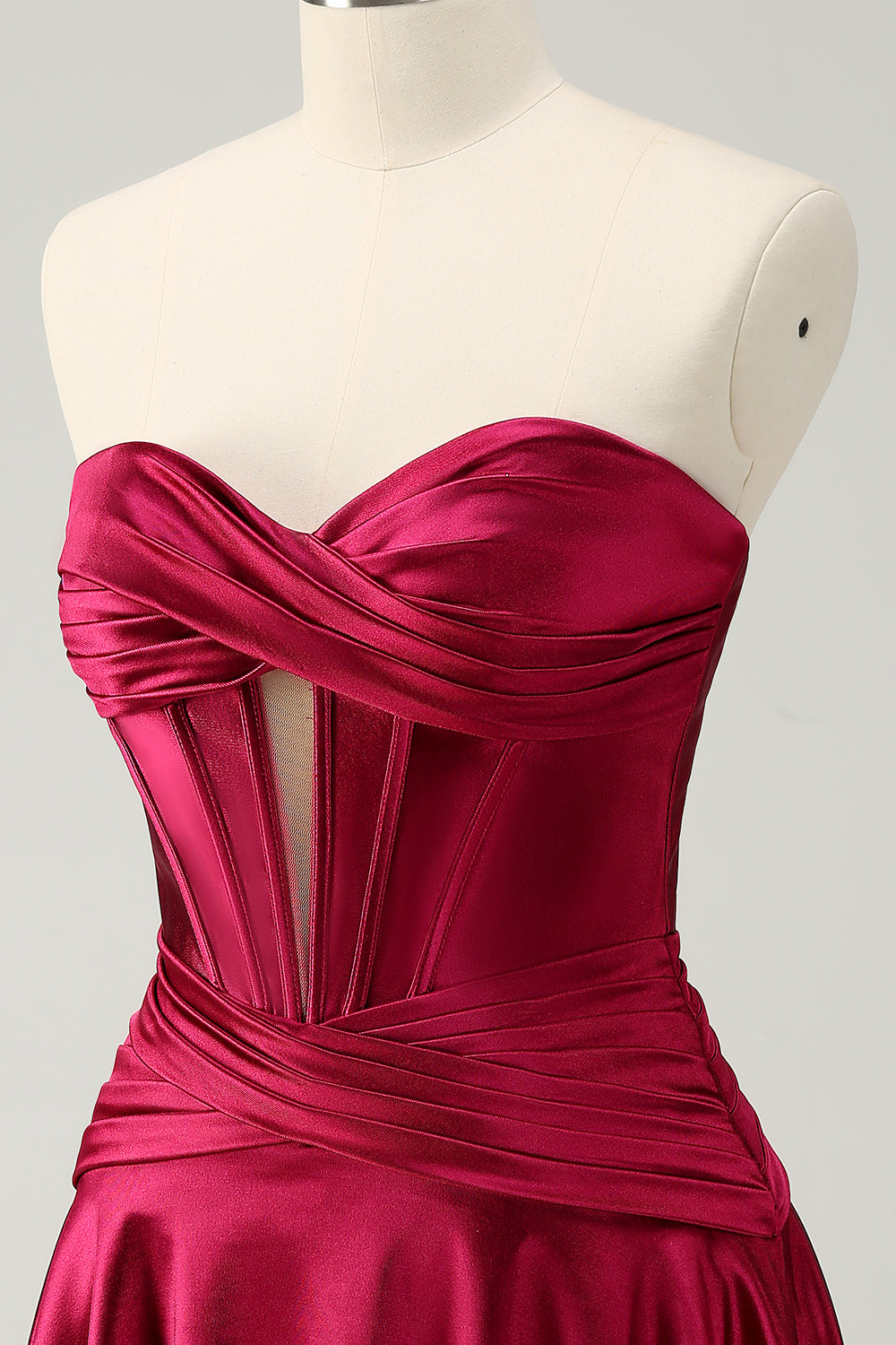 Burgundy Sweetheart A-Line Satin Corset Homecoming Dress