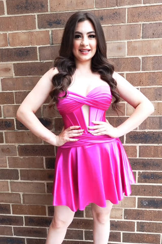 Burgundy Sweetheart A-Line Satin Corset Homecoming Dress