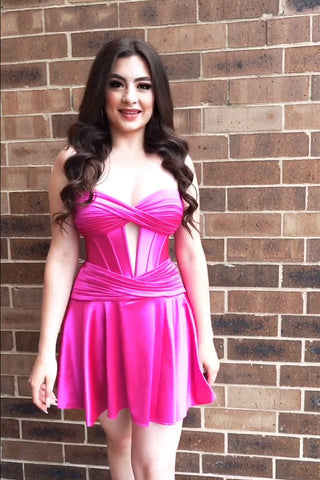 Burgundy Sweetheart A-Line Satin Corset Homecoming Dress