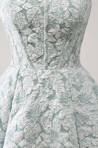 Grey Green Strapless A-Line Printed Corset Homecoming Dress 