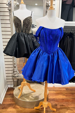 Red Off the Shoulder A-Line Satin Corset Homecoming Dress with Beading