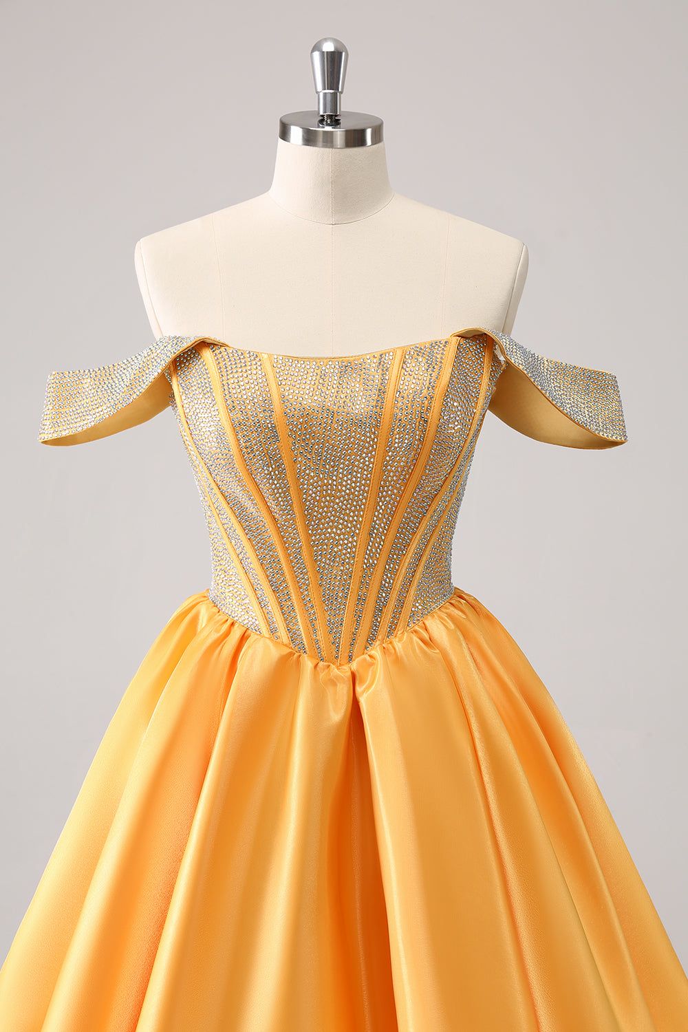 Blue Off the Shoulder A-Line Satin Corset Homecoming Dress with Beading