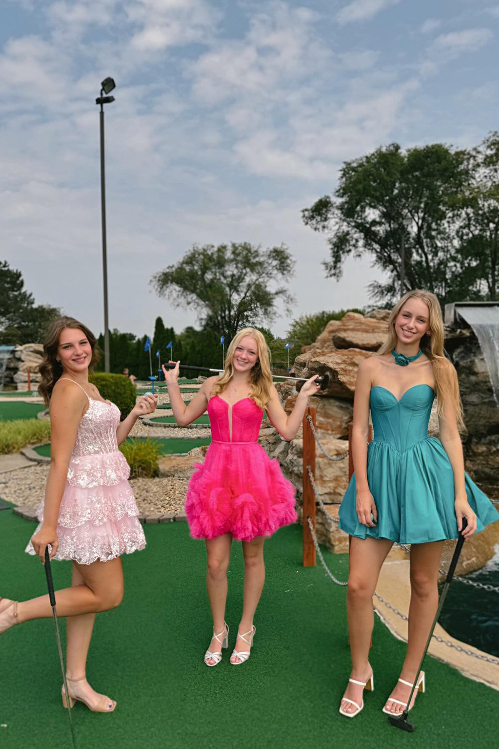 Fuchsia Strapless Satin A-Line Short Corset Homecoming Dress 