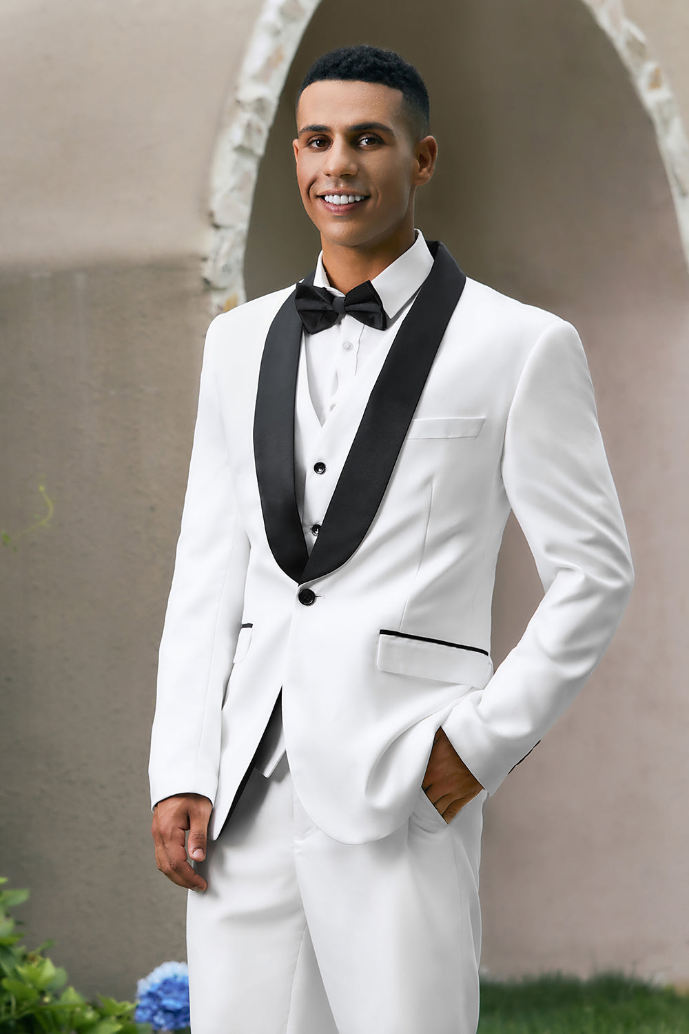 White Shawl Lapel One Button 3 Pieces Formal Prom Men's Suits