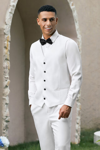 White Shawl Lapel One Button 3 Pieces Formal Prom Men's Suits