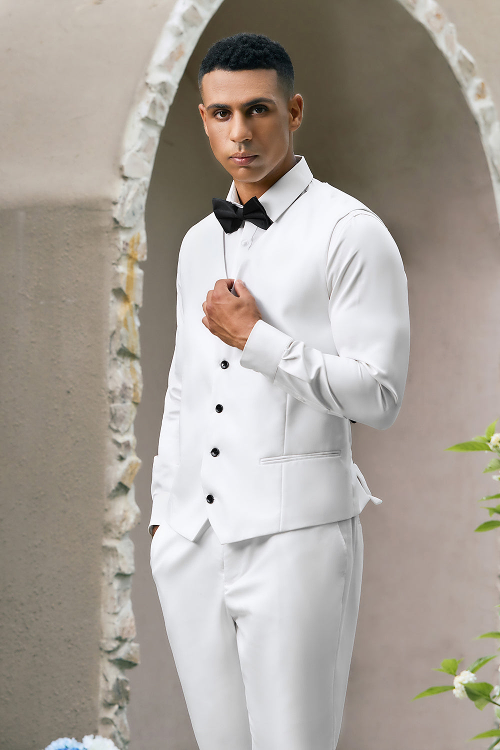White Shawl Lapel One Button 3 Pieces Formal Prom Men's Suits