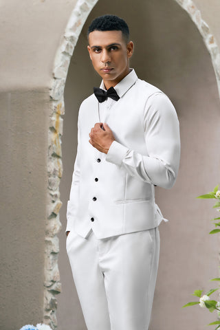 White Shawl Lapel One Button 3 Pieces Formal Prom Men's Suits
