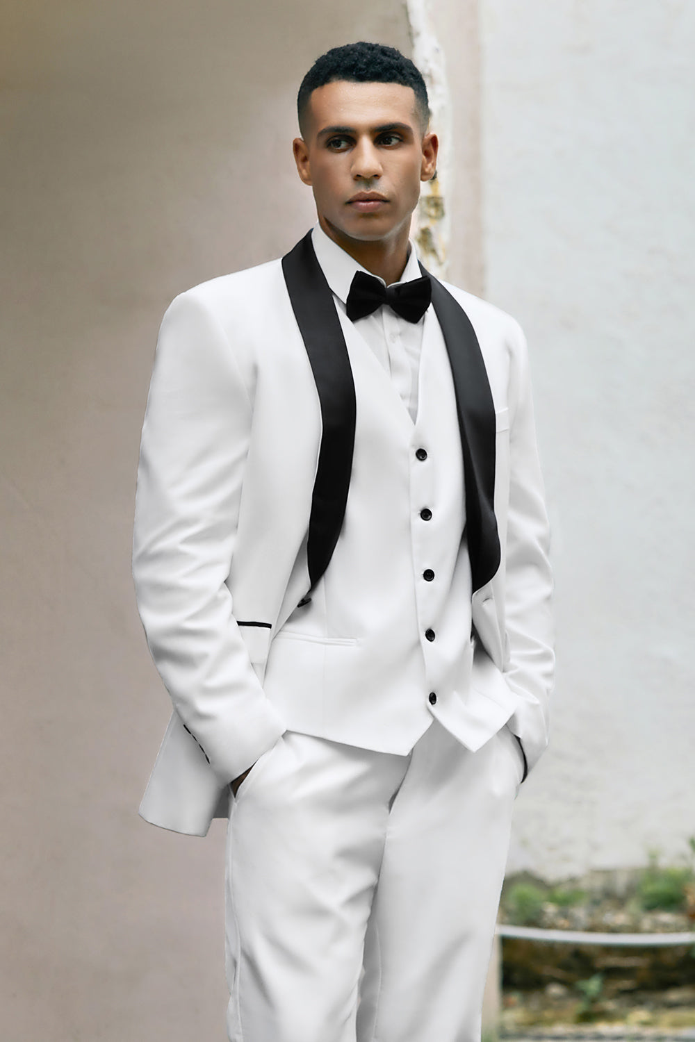 White Shawl Lapel One Button 3 Pieces Formal Prom Men's Suits