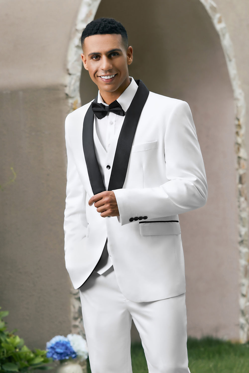 White Shawl Lapel One Button 3 Pieces Formal Prom Men's Suits