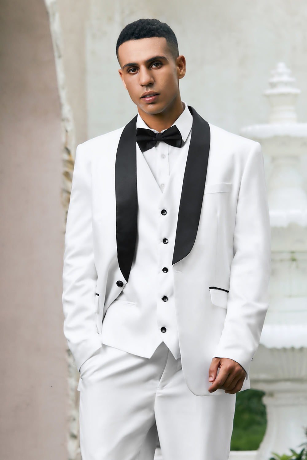 White Shawl Lapel One Button 3 Pieces Formal Prom Men's Suits