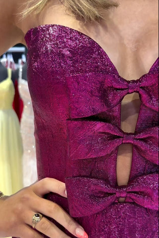 Fuchsia Sweetheart A-Line Short Homecoming Dress with Bow