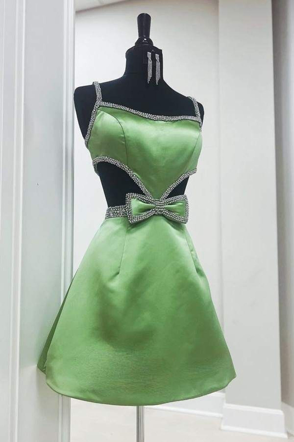 Sparkly Fuchsia Spaghetti Straps A-Line Short Homecoming Dress with Beading